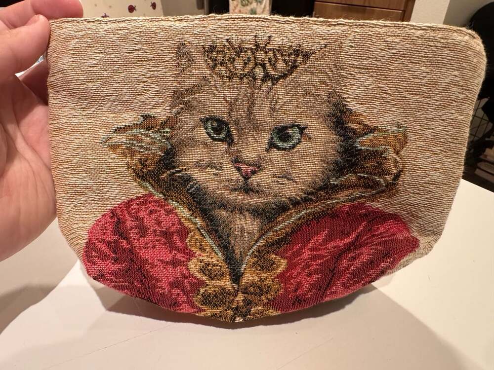 Jules Pansu Tapestry Cosmetic Bag Regal Cat Tapestry Pouch